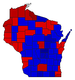 1960 Wisconsin County Map of General Election Results for Governor