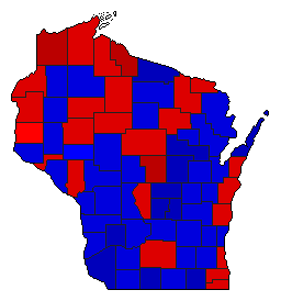 1962 Wisconsin County Map of General Election Results for Governor