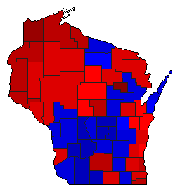 1974 Wisconsin County Map of General Election Results for Governor