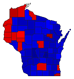 1986 Wisconsin County Map of General Election Results for Governor