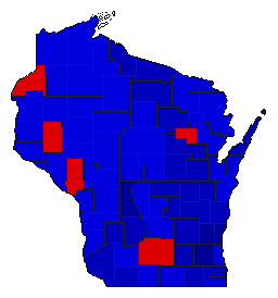 1990 Wisconsin County Map of General Election Results for Governor
