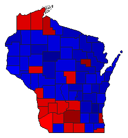 2018 Wisconsin County Map of General Election Results for Governor