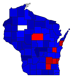 1894 Wisconsin County Map of General Election Results for Lt. Governor