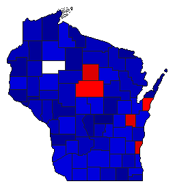 1896 Wisconsin County Map of General Election Results for Lt. Governor