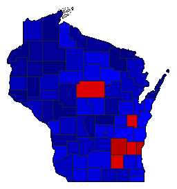 1906 Wisconsin County Map of General Election Results for Lt. Governor