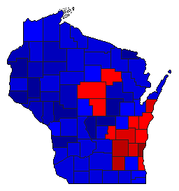1912 Wisconsin County Map of General Election Results for Lt. Governor
