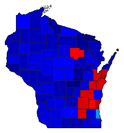 1914 Wisconsin County Map of General Election Results for Lt. Governor