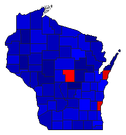 1916 Wisconsin County Map of General Election Results for Lt. Governor