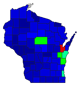 1918 Wisconsin County Map of General Election Results for Lt. Governor