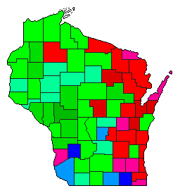 1934 Wisconsin County Map of General Election Results for Lt. Governor