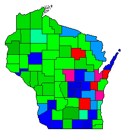1936 Wisconsin County Map of General Election Results for Lt. Governor