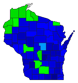 1938 Wisconsin County Map of General Election Results for Lt. Governor