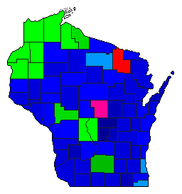 1940 Wisconsin County Map of General Election Results for Lt. Governor