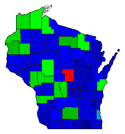 1942 Wisconsin County Map of General Election Results for Lt. Governor