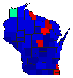 1944 Wisconsin County Map of General Election Results for Lt. Governor