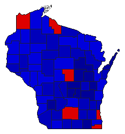 1950 Wisconsin County Map of General Election Results for Lt. Governor