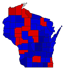 1954 Wisconsin County Map of General Election Results for Lt. Governor