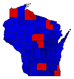 1956 Wisconsin County Map of General Election Results for Lt. Governor