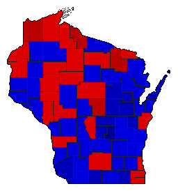 1958 Wisconsin County Map of General Election Results for Lt. Governor