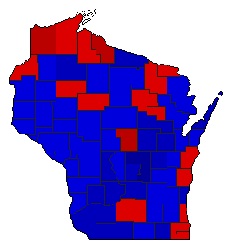 1962 Wisconsin County Map of General Election Results for Lt. Governor