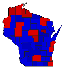 1964 Wisconsin County Map of General Election Results for Lt. Governor