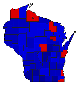 1966 Wisconsin County Map of General Election Results for Lt. Governor