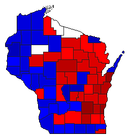 1892 Wisconsin County Map of General Election Results for Secretary of State