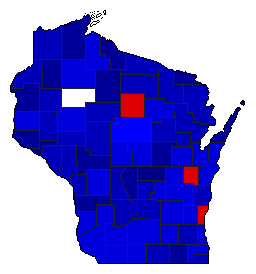 1896 Wisconsin County Map of General Election Results for Secretary of State
