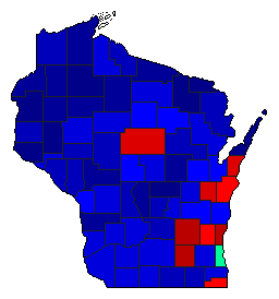 1910 Wisconsin County Map of General Election Results for Secretary of State