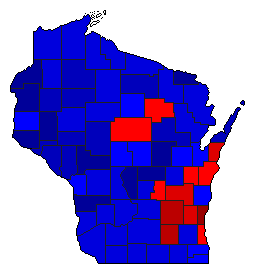 1912 Wisconsin County Map of General Election Results for Secretary of State