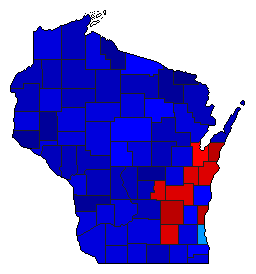 1914 Wisconsin County Map of General Election Results for Secretary of State