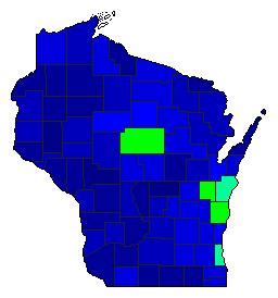 1918 Wisconsin County Map of General Election Results for Secretary of State