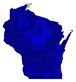 1920 Wisconsin County Map of General Election Results for Secretary of State
