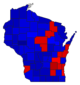 1932 Wisconsin County Map of General Election Results for Secretary of State