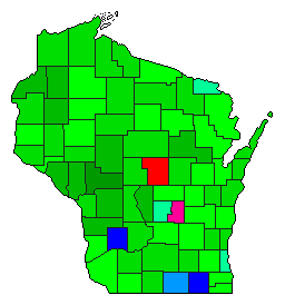 1934 Wisconsin County Map of General Election Results for Secretary of State