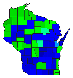 1938 Wisconsin County Map of General Election Results for Secretary of State