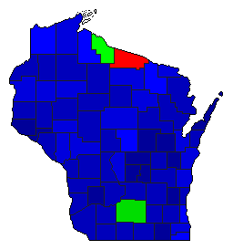 1940 Wisconsin County Map of General Election Results for Secretary of State