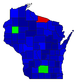 1942 Wisconsin County Map of General Election Results for Secretary of State