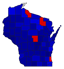 1944 Wisconsin County Map of General Election Results for Secretary of State