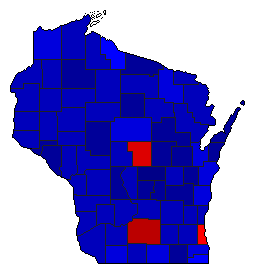 1948 Wisconsin County Map of General Election Results for Secretary of State
