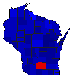 1950 Wisconsin County Map of General Election Results for Secretary of State