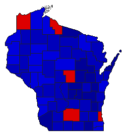 1956 Wisconsin County Map of General Election Results for Secretary of State