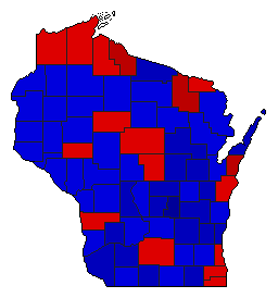 1958 Wisconsin County Map of General Election Results for Secretary of State