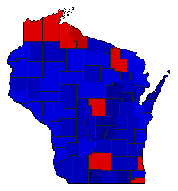 1960 Wisconsin County Map of General Election Results for Secretary of State