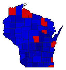 1962 Wisconsin County Map of General Election Results for Secretary of State