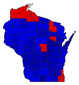 1964 Wisconsin County Map of General Election Results for Secretary of State