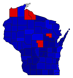 1968 Wisconsin County Map of General Election Results for Secretary of State
