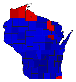 1970 Wisconsin County Map of General Election Results for Secretary of State