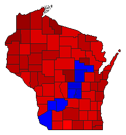 1974 Wisconsin County Map of General Election Results for Secretary of State