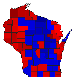 1986 Wisconsin County Map of General Election Results for Secretary of State